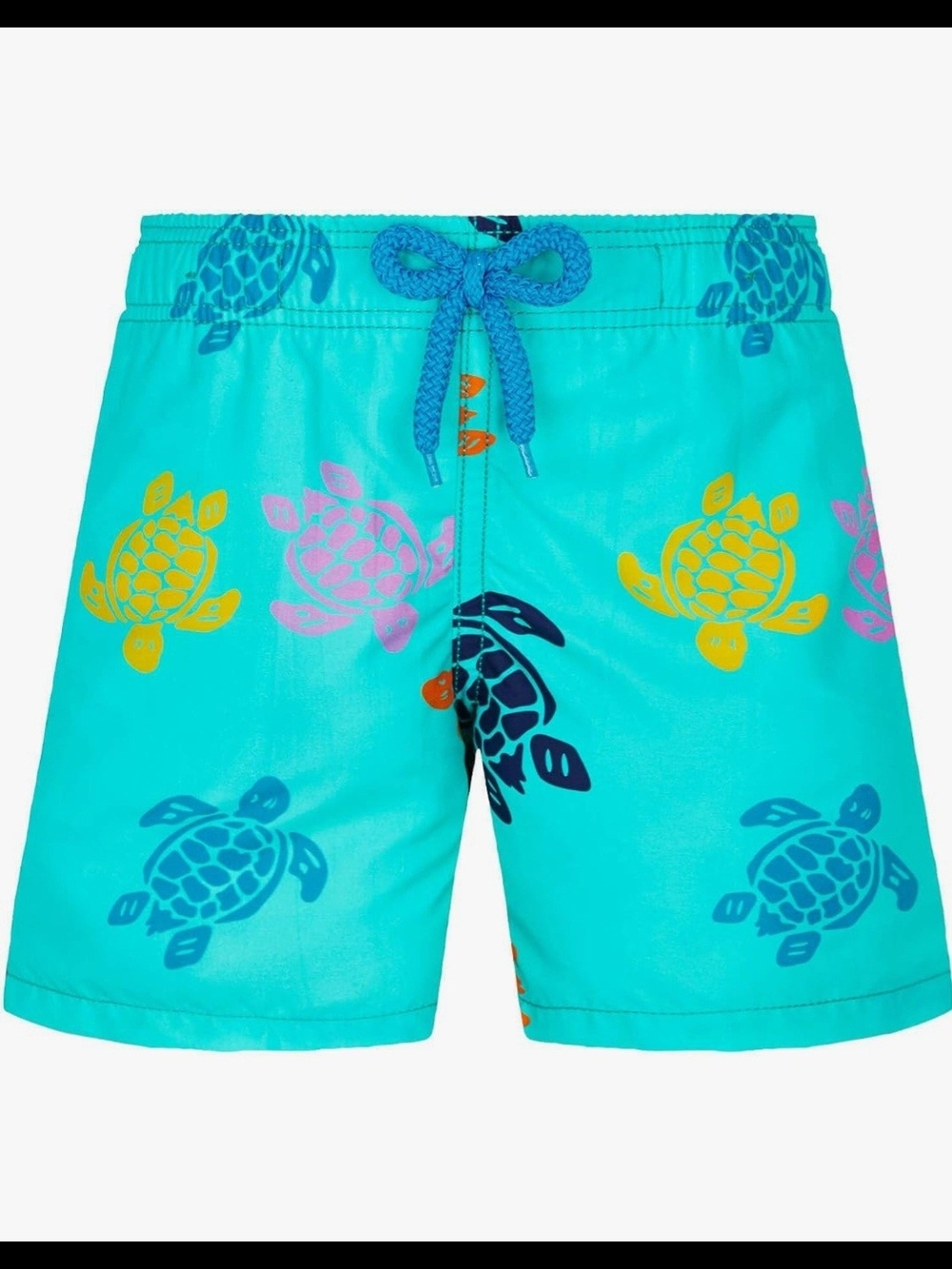 Brand New Vilebrequin Turquoise Kids Swim Trunks with Multicolor Turtles Size 4